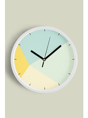 Soyut - Geometrik Temalı Modern Duvar Saati - 30CM - Önü Camlı Beyaz Kasa - Sessiz Mekanizma
