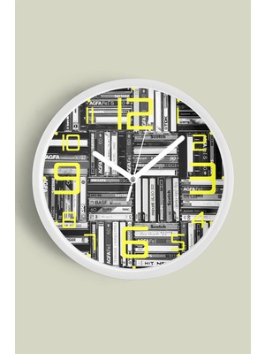 Soyut Modern Tasarım Kütüphane - Kitap Duvar Saati - 30CM - Önü Camlı Beyaz Kasa - Sessiz Mekanizma