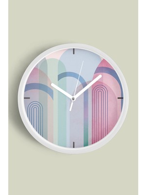 Soyut Tasarım Modern Duvar Saati - 30CM - Önü Camlı Beyaz Kasa - Sessiz Mekanizma