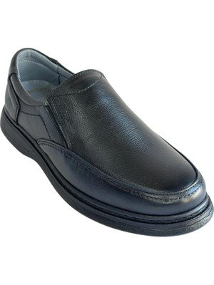 Erkek Hakiki Deri Ultra Rahat Ortapedik Günlük Bağsız Baba Siyah Günlük Ayakkabısı