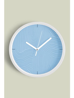 Soyut Alçı Görünümlü Modern Duvar Saati - 30CM - Önü Camlı Beyaz Kasa - Sessiz Mekanizma