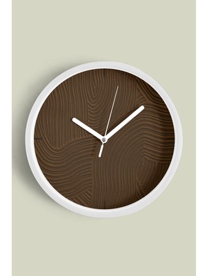 Soyut Alçı Görünümlü Modern Duvar Saati - 30CM - Önü Camlı Beyaz Kasa - Sessiz Mekanizma