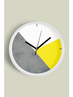 Soyut - Bohem - Geometrik Temalı Modern Duvar Saati - 30CM - Önü Camlı Beyaz Kasa - Sessiz Mekanizma