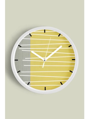 Soyut Tasarım Modern Duvar Saati - 30CM - Önü Camlı Beyaz Kasa - Sessiz Mekanizma