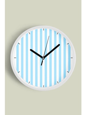 Renkli Çizgili Modern Tasarım Duvar Saati - 30CM - Önü Camlı Beyaz Kasa - Sessiz Mekanizma