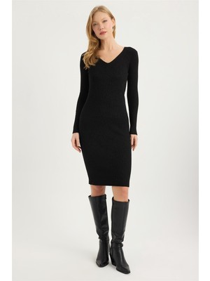 Home Store Triko Simli V Yaka Elbise