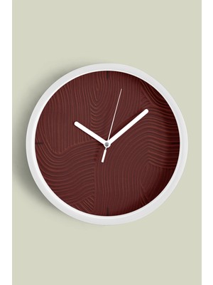 Soyut Alçı Görünümlü Modern Duvar Saati - 30CM - Önü Camlı Beyaz Kasa - Sessiz Mekanizma