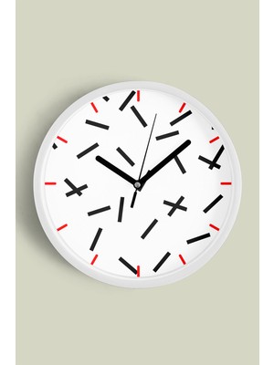 Soyut Geometrik Temalı Modern Duvar Saati - 30CM - Önü Camlı Beyaz Kasa - Sessiz Mekanizma