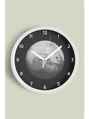 Soyut Dünya Temalı - Uzay - Astronomi Modern Duvar Saati - 30CM - Önü Camlı Beyaz Kasa