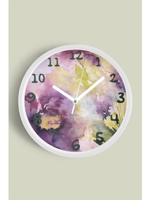 Soyut Tasarım Modern Duvar Saati - 30CM - Önü Camlı Beyaz Kasa - Sessiz Mekanizma