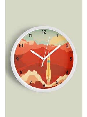 Zaman Yolculuğu Tasarımı Modern Duvar Saati - 30CM - Önü Camlı Beyaz Kasa - Sessiz Mekanizma