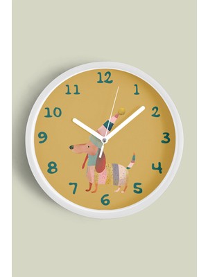 Sevimli Köpek Tasarım Modern Duvar Saati - Çocuk Odası Duvar Saati - 30CM - Önü Camlı Beyaz Kasa