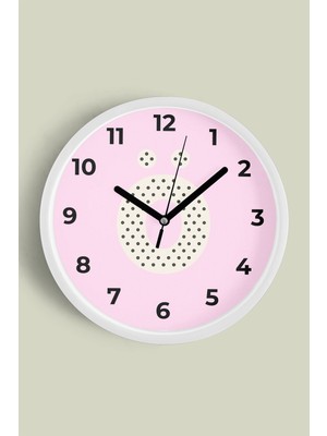Ö Harfi Kız Odası Duvar Saati - 30CM - Önü Camlı Beyaz Kasa - Sessiz Mekanizma