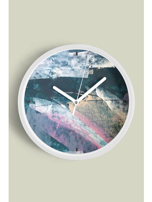 Soyut Modern Tasarım Duvar Saati - 30CM - Önü Camlı Beyaz Kasa - Sessiz Mekanizma