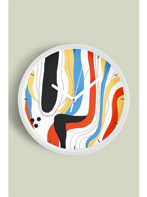 Soyut - Modern Tasarım Duvar Saati - 30CM - Önü Camlı Beyaz Kasa - Sessiz Mekanizma