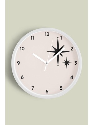 Modern Tasarım Duvar Saati - 30CM - Önü Camlı Beyaz Kasa - Sessiz Mekanizma