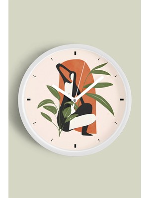 Soyut - Bohem Modern Duvar Saati - 30CM - Önü Camlı Beyaz Kasa - Sessiz Mekanizma