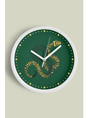 Soyut Yılan Temalı Modern Duvar Saati - 30CM - Önü Camlı Beyaz Kasa - Sessiz Mekanizma