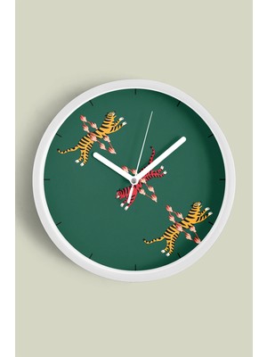 Soyut Kaplan Tasarım Modern Duvar Saati - 30CM - Önü Camlı Beyaz Kasa - Sessiz Mekanizma