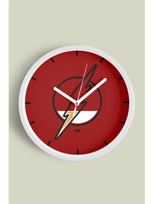 Batarya - Şarj Temalı Modern Duvar Saati - 30CM - Önü Camlı Beyaz Kasa - Sessiz Mekanizma