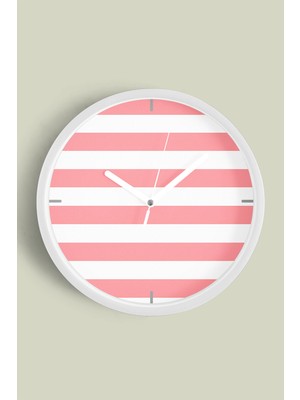Renkli Çizgili Modern Tasarım Duvar Saati - 30CM - Önü Camlı Beyaz Kasa - Sessiz Mekanizma