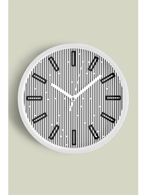 Optik Illüzyon Modern Tasarım Duvar Saati - 30CM - Önü Camlı Beyaz Kasa - Sessiz Mekanizma