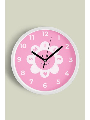 Gülümseyen Güneş Tasarımı Çocuk Odası Duvar Saati - 30CM - Önü Camlı Beyaz Kasa - Sessiz Mekanizma