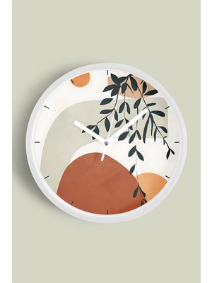 Soyut Tasarım Modern Duvar Saati - 30CM - Önü Camlı Beyaz Kasa - Sessiz Mekanizma