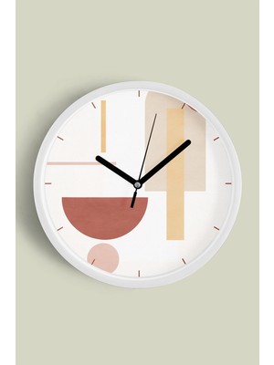 Soyut - Bohem - Geometrik Temalı Modern Duvar Saati - 30CM - Önü Camlı Beyaz Kasa - Sessiz Mekanizma