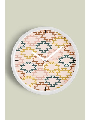 Soyut - Geometrik Temalı Modern Duvar Saati - 30CM - Önü Camlı Beyaz Kasa - Sessiz Mekanizma