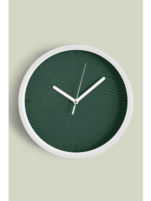 JHAAR Soyut Alçı Görünümlü Modern Duvar Saati - 30CM - Önü Camlı Beyaz Kasa - Sessiz Mekanizma