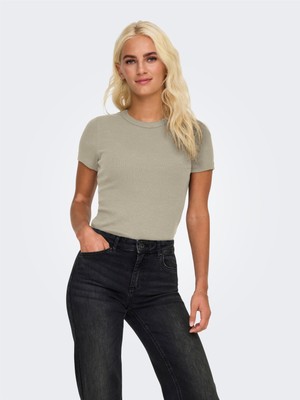 Only Onlval S/s O-Neck Top cc Jrs Kadın Bej T-Shirt - O15339774