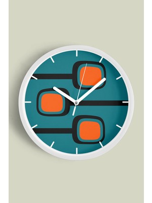 JHAAR Soyut - Geometrik Temalı Modern Duvar Saati - 30CM - Önü Camlı Beyaz Kasa - Sessiz Mekanizma