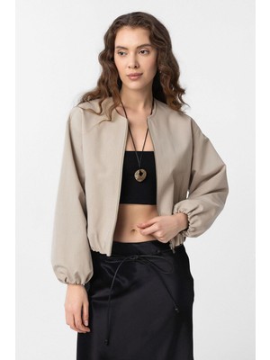 Antioch Bej Crop Kadın Bomber Mont