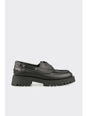 Elle Siyah Deri Kadın Günlük Ayakkabı