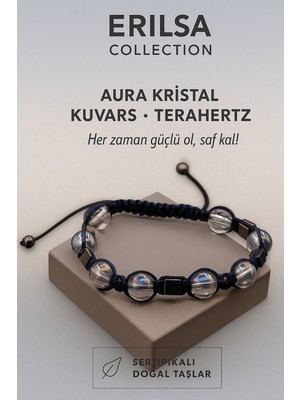 Erilsa Sertifikalı Aura Kristal Kuvars Terahertz Taşı Bileklik – Her Zaman Güçlü Ol, Saf Kal