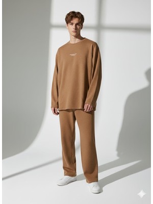 Ribana Classic Unisex Bisiklet Yaka Baskılı Cepli Uzun Kol 2'li Takım