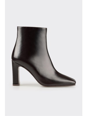 Elle Kahve Deri Kadın Yüksek Topuk Bot