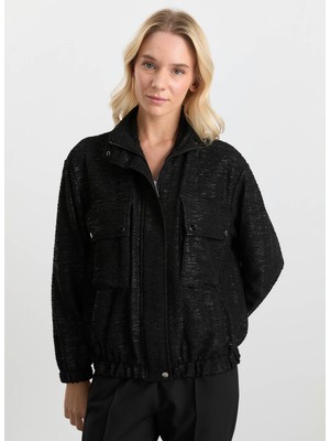 Selen Standart Siyah Kadın Ceket 25KSL1535