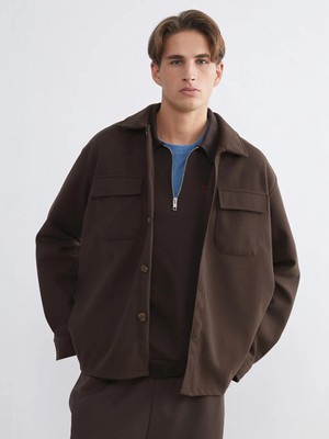 LC Waikiki Xsıde Kahverengi Regular Fit Uzun Kollu Kaşe Erkek Gömlek Ceket