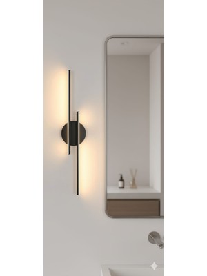 Acrolite Double Çubuk Dekoratif Duvar Aplik 50CM+50CM Siyah 4000K