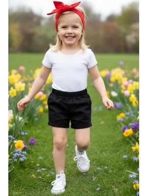 Parla Kids Siyah Jean Şort Bandana Takım