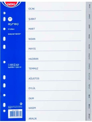 Noki Ayraç Ocak-Aralık 10 Adet