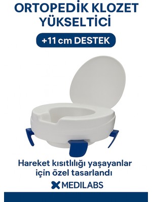 Medilabs Kapaklı Klozet Yükseltici Temizlenebilir Tuvalet Klozet Aparatı