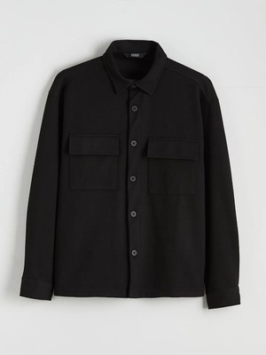 LC Waikiki Xsıde Siyah Rahat Kalıp Uzun Kollu Erkek Gömlek Ceket