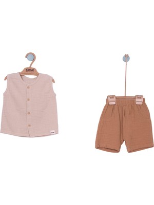 Kidaxi Müslin Kolsuz Gömlek Şort Takım