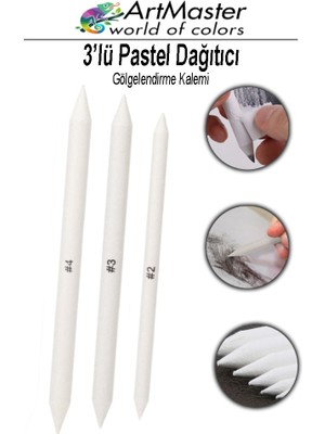 ArtMaster Gölgelendirme Kalemi Pastel Dağıtıcı 3 Lü 1 Paket Dağıtıcı Kalem Kara Kalem Kaynaştırma Kalemi Gölgelendirme Kalem Seti