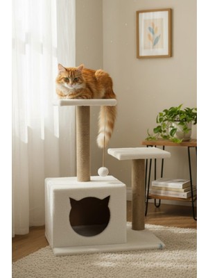 Reyo Stepli Yuvalı Kedi Tırmalaması Kedi Görünümlü Beyaz