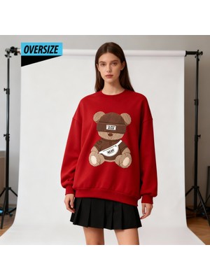 Hena The Best Bear Oversize Sweatshirt Kırmızı