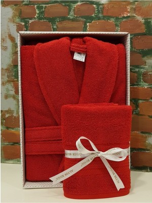 Özdilek Colourist Şalyaka Bornoz + Baş Havlusu - Kırmızı %100 Pamuk